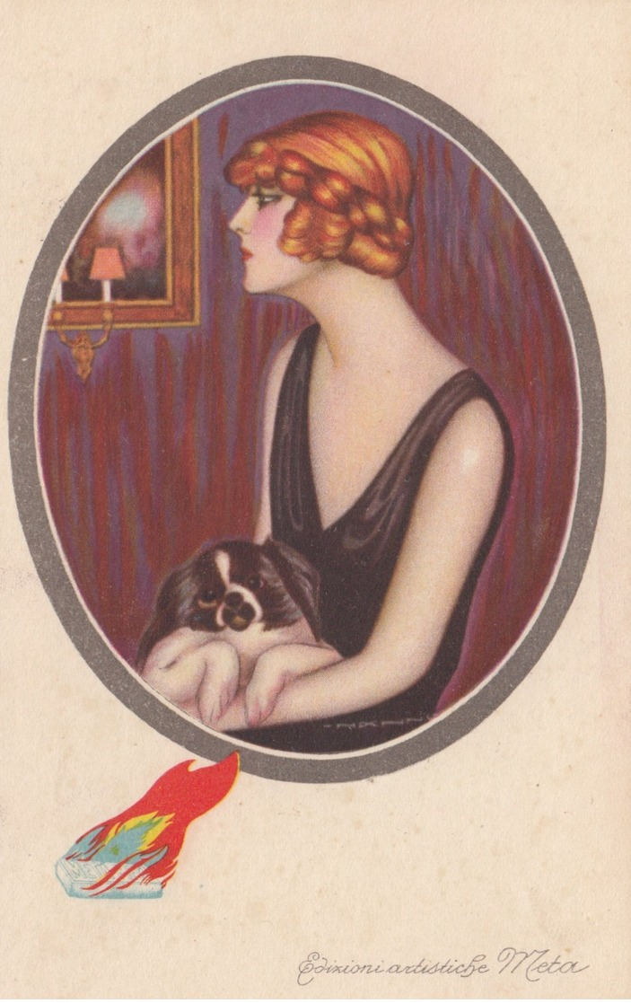 ART DECO ; NANNI ;  Woman & Dog , 1910-20s - Nanni