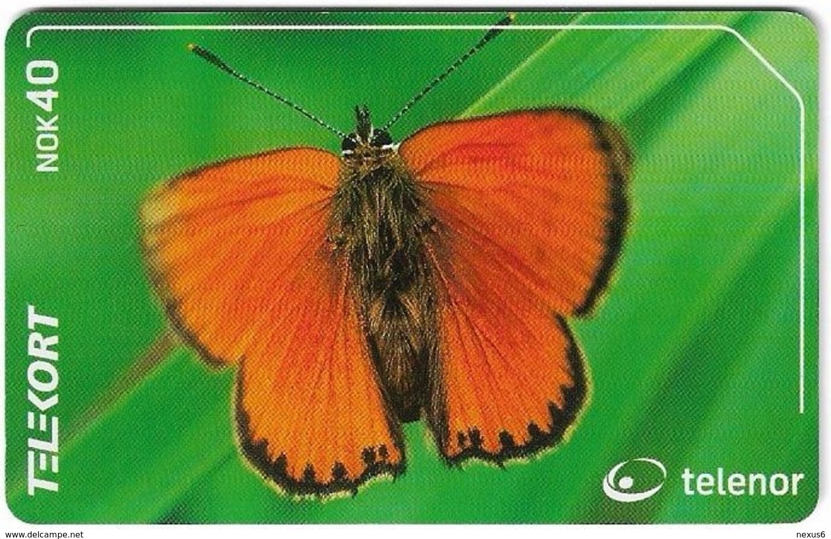 Norway - Telenor - Oransjegullvinge  Butterfly - N-208 - 07.2001, 47.000ex, Used - Norvège