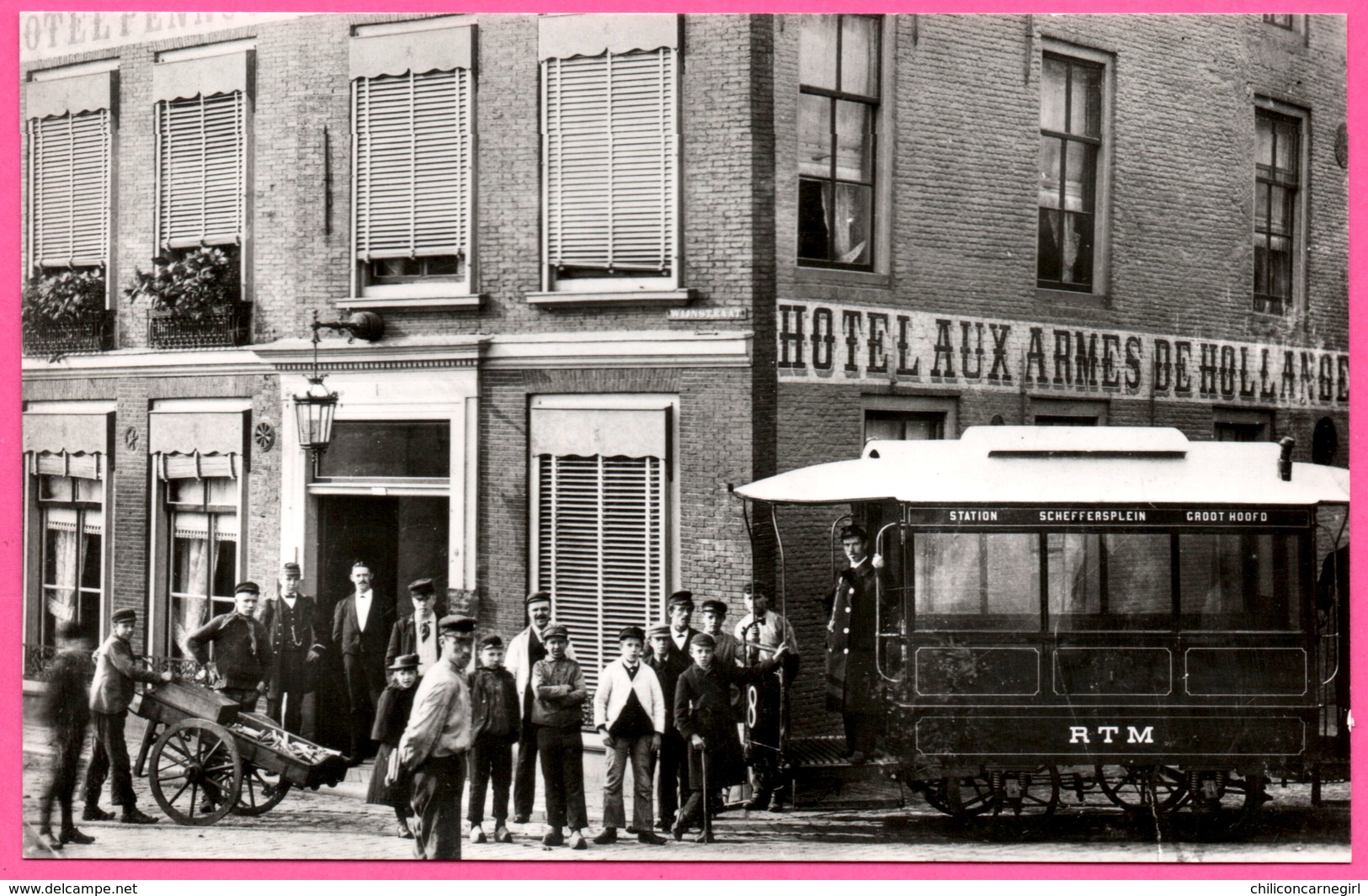 Zo Was Dordrecht - Wijnstraat Bij Het Groothoofd Omstreeks 1895 - Tram - Trolley - Hotel Aux Armes De Hollande - Animée - Dordrecht