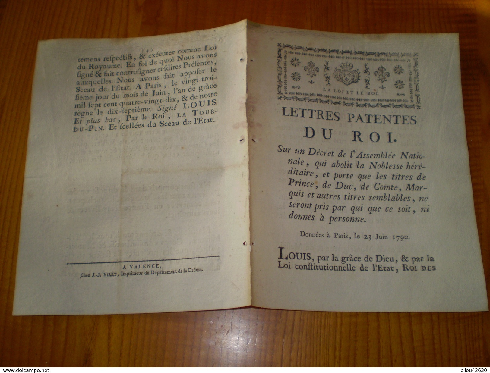 Lettres Patentes Louis XVI,1790: Abolition Noblesse Héréditaire,suppression Prince,Duc,Comte,Marquis,Monseigneur - Documenti Storici