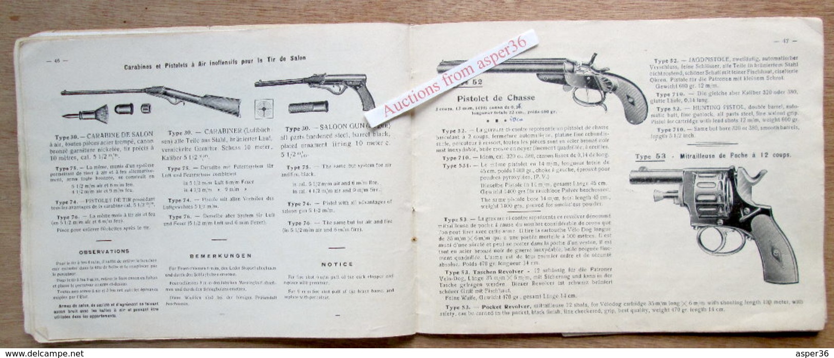 catalogue "Manufacture Générale D'Armes, Joseph Saive, rue Théodore Schwann, Liége"