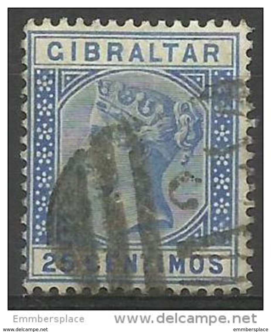 Gibraltar - 1889 Queen Victoria 25c Ultramarine Used    SG 26  Sc 32 - Gibraltar