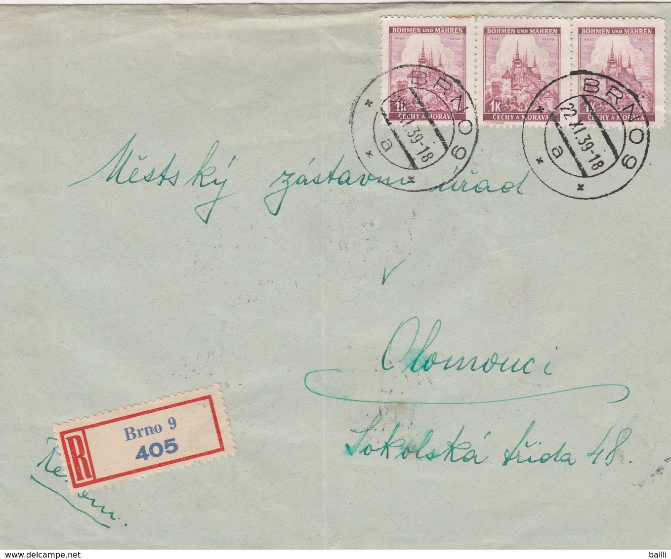 Bohême Et Moravie Lettre Recommandée Brno 1939 - Lettres & Documents