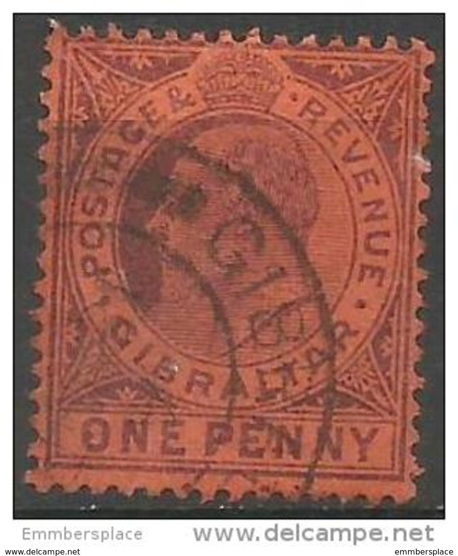 Gibraltar - 1905 King Edward VII 1d Purple/red Used  Sc 50b - Gibraltar