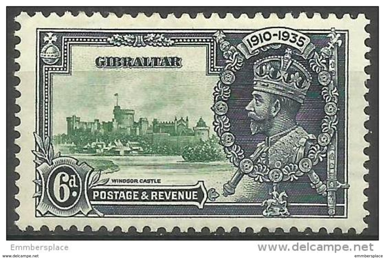 Gibraltar - 1935 King George V Silver Jubiilee 6d MLH *  SG 116  Sc 102 - Gibraltar