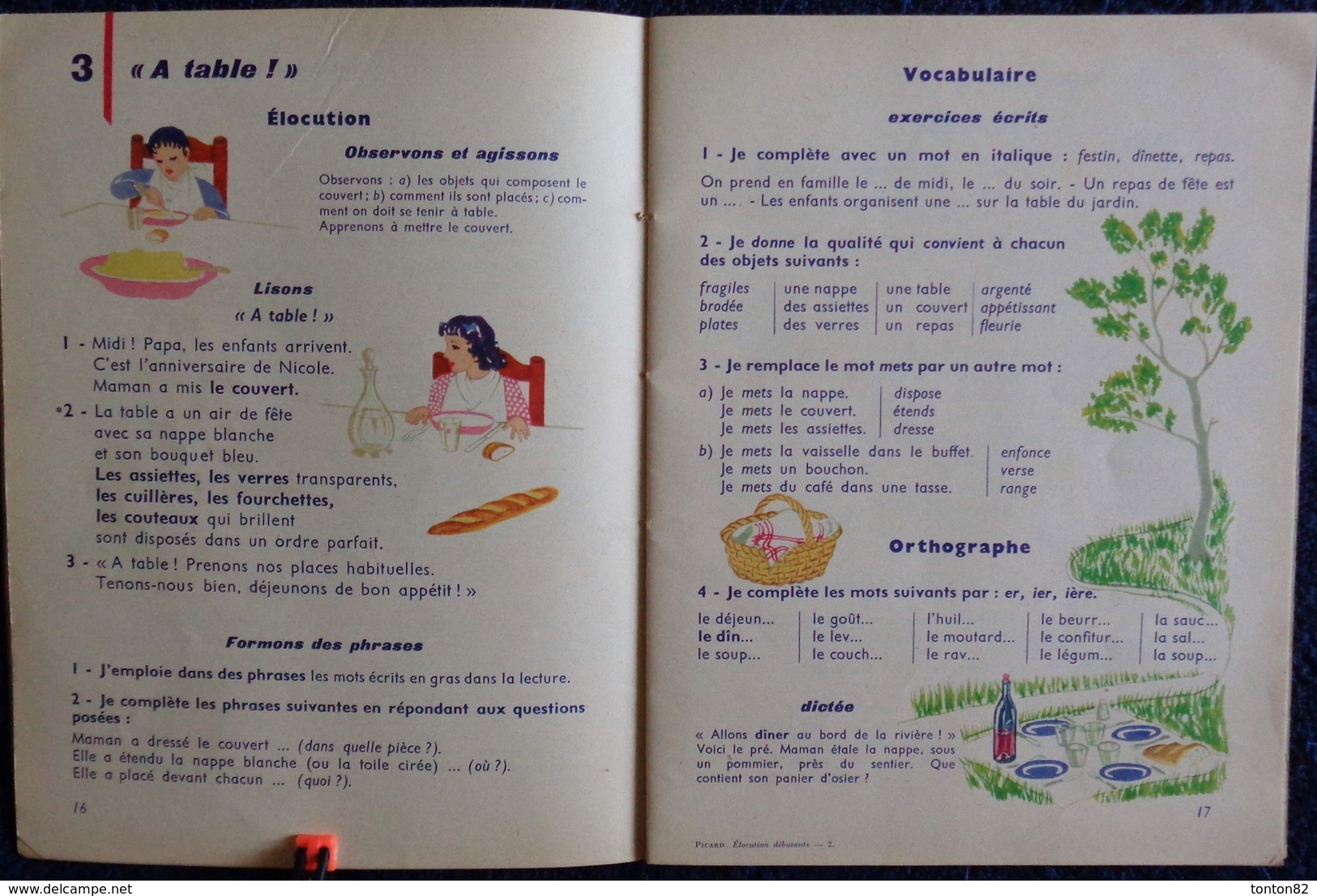 Mme M. Picard - Élocution et Vocabulaire pour les débutants -C.P / C.E - Librairie Armand Colin - ( 1961 ) .