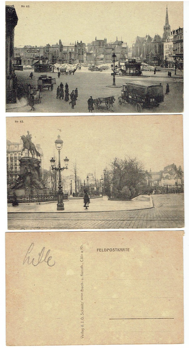 59.-LILLE - Lot De 5 Cartes Pl. Richebé - La Bourse - Pl. De La République Et Palais Beaux Arts...- Tram - Feldpostkarte - Lille