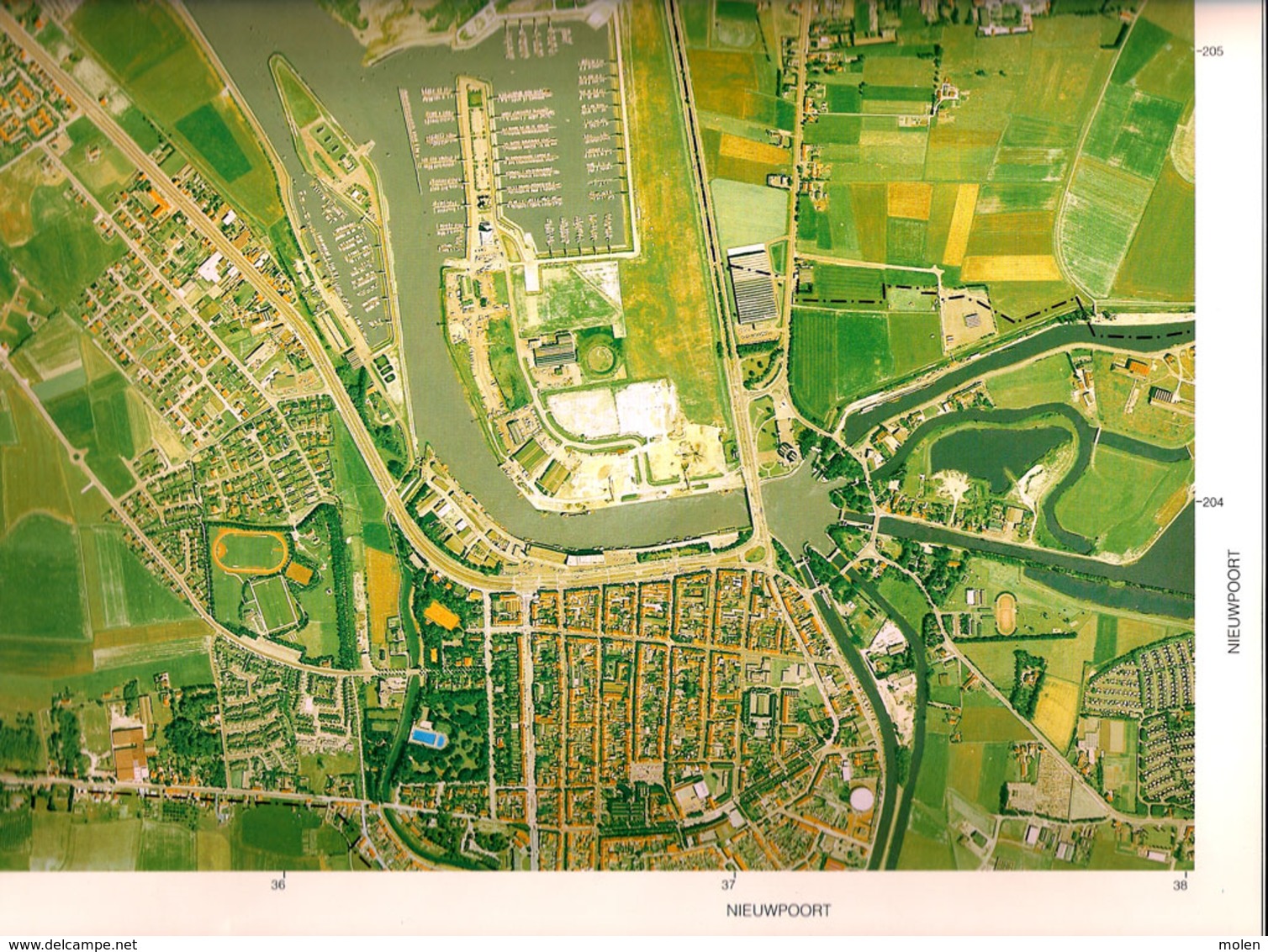 LUCHT-FOTO NIEUWPOORT-BAD LOMBARDSIJDE MIDDELKERKE in 1990 ca 48x67cm KAART 1/10.000 ORTHOFOTOPLAN PHOTO AERIENNE R216