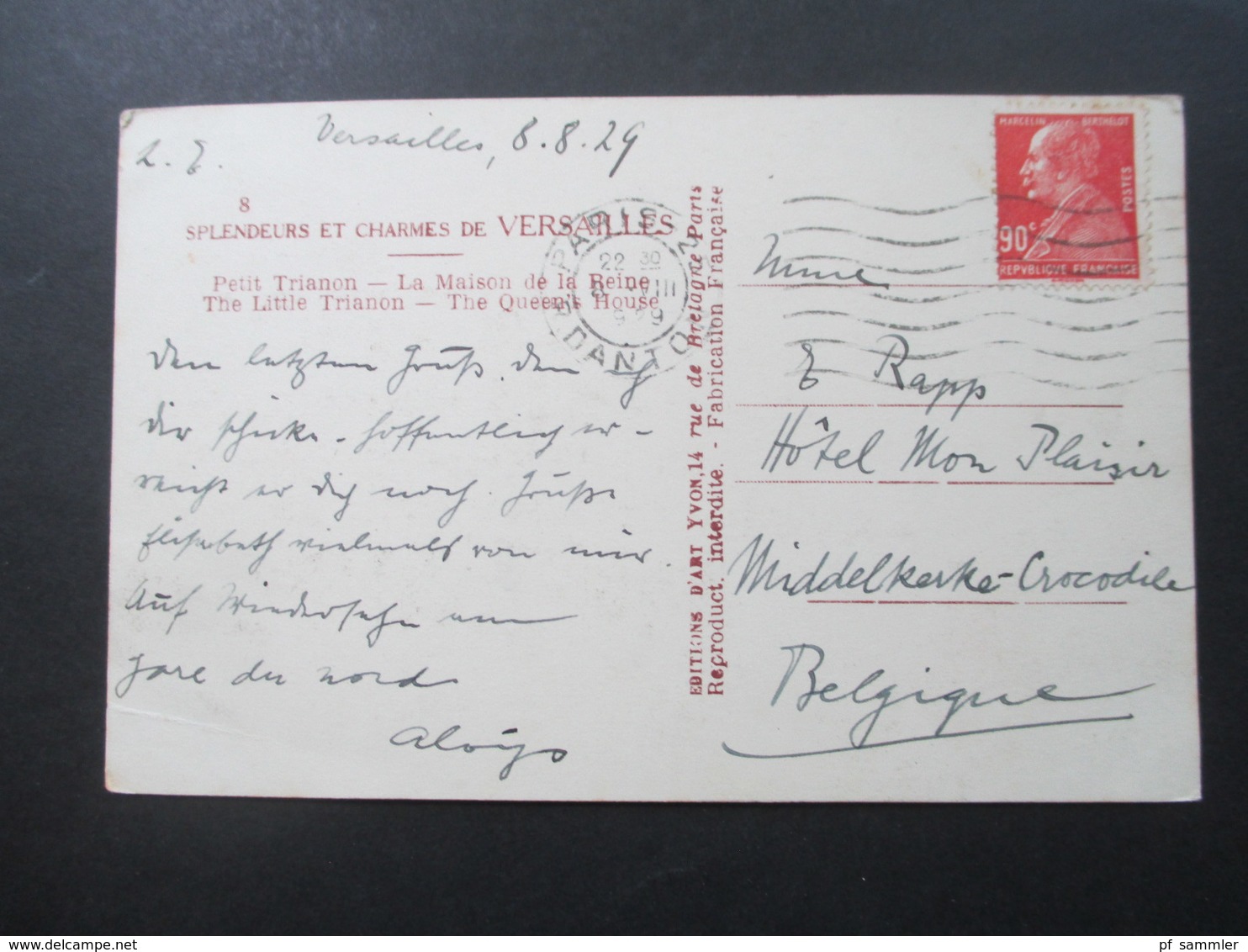 Frankreich 1929 Echtfoto AK Splendeurs Et Charmes De Versailles Petit Trianon La Maison De La Reine - Briefe U. Dokumente