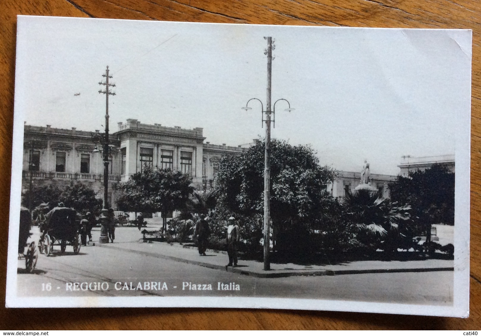 AMBULANTE MESSINA - NAPOLI -   * 16/2/28   CARTOLINA  REGGIO CALABRIA - PIAZZA ITALIA CON CALESSI - Storia Postale