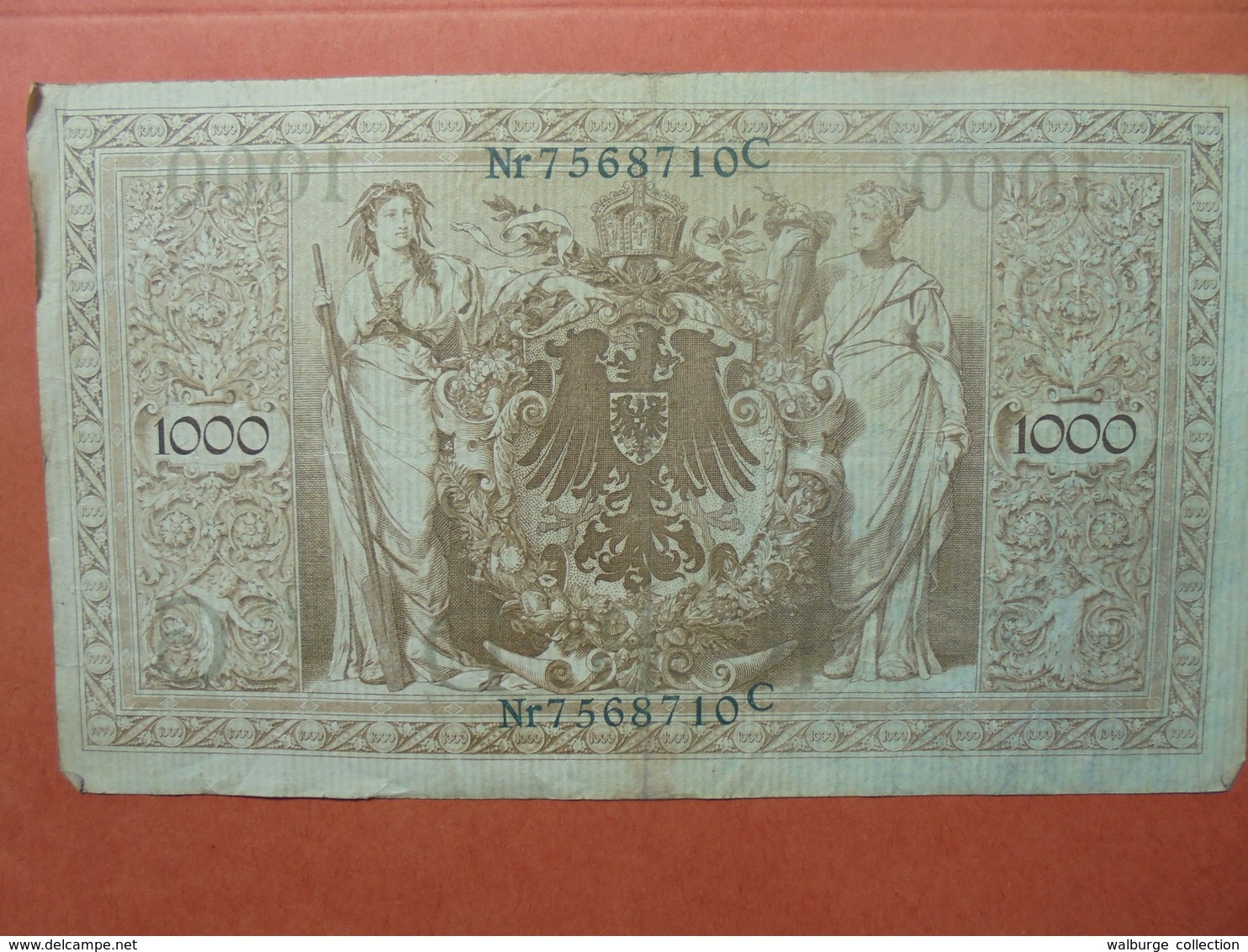 Reichsbanknote 1000 MARK 1910 CACHET VERT ALPHABET "G" (B.4) - 1000 Mark