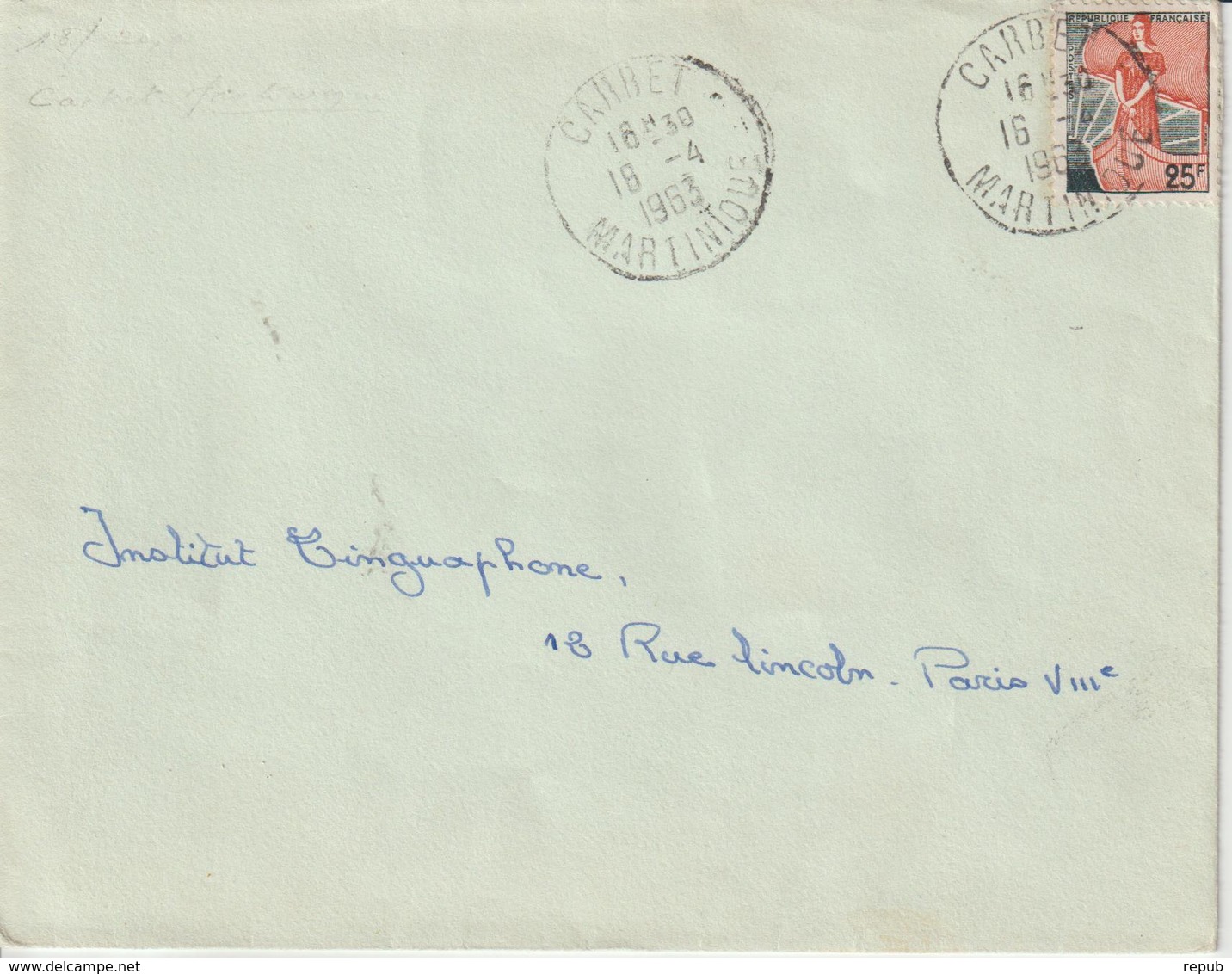 France Cachet Manuel Carbet Martinique 1963 - 1961-....