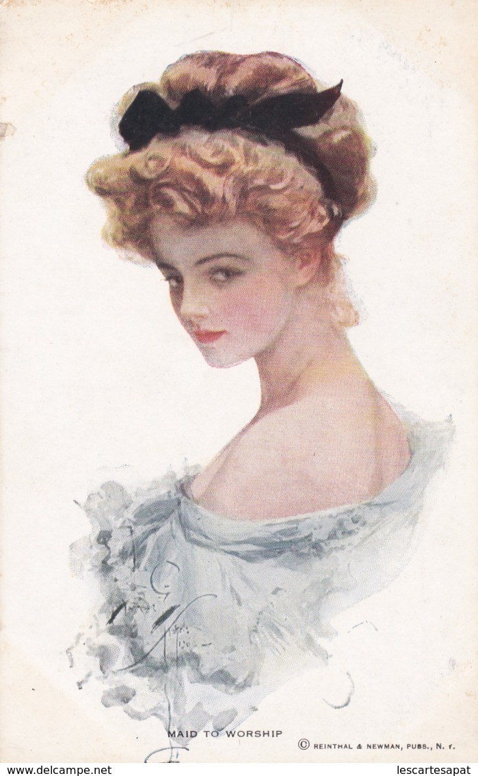 Illustrateur  FISHER Harrison N°1004 -  "MAID TO WOESHIP" - BUSTE FEMME  (lot Pat 75) - Fisher, Harrison