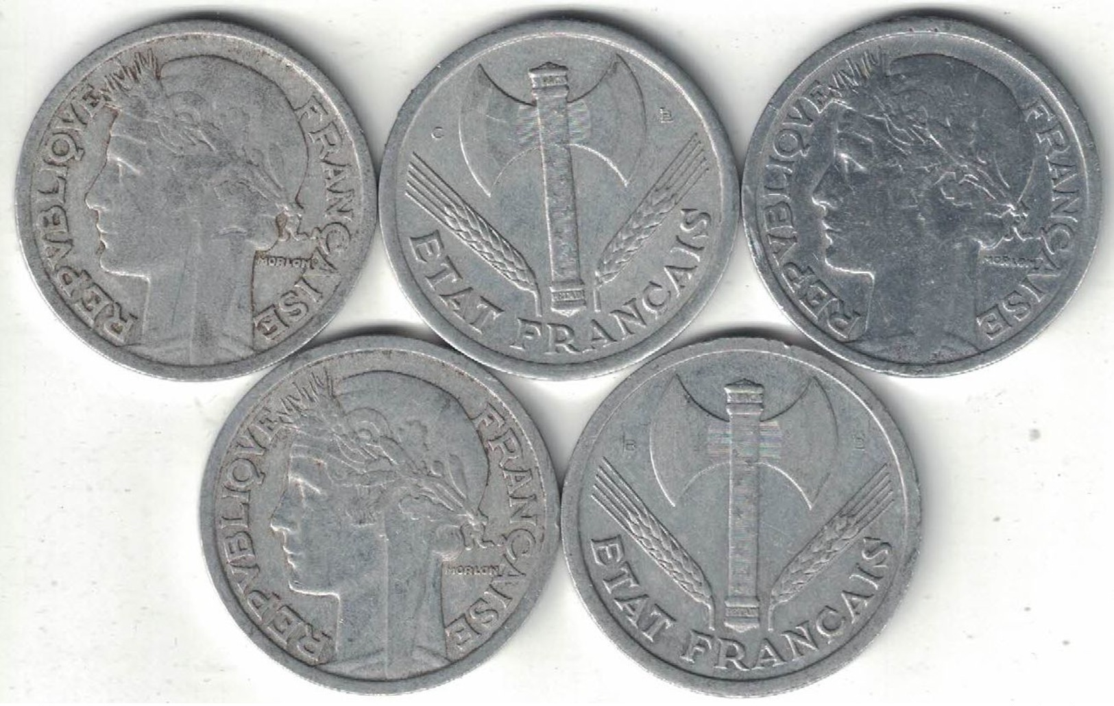 France Collection Of 5x 2 Francs B & C Mints 1944-1946 All Listed & Different - Other & Unclassified