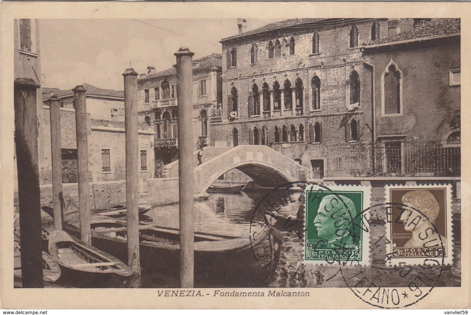 VENEZIA-FONDAMENTA MALCANTON-CARTOLINA NON VIAGGIATA -OBLITERATA IL 17-4-1930 - Venezia