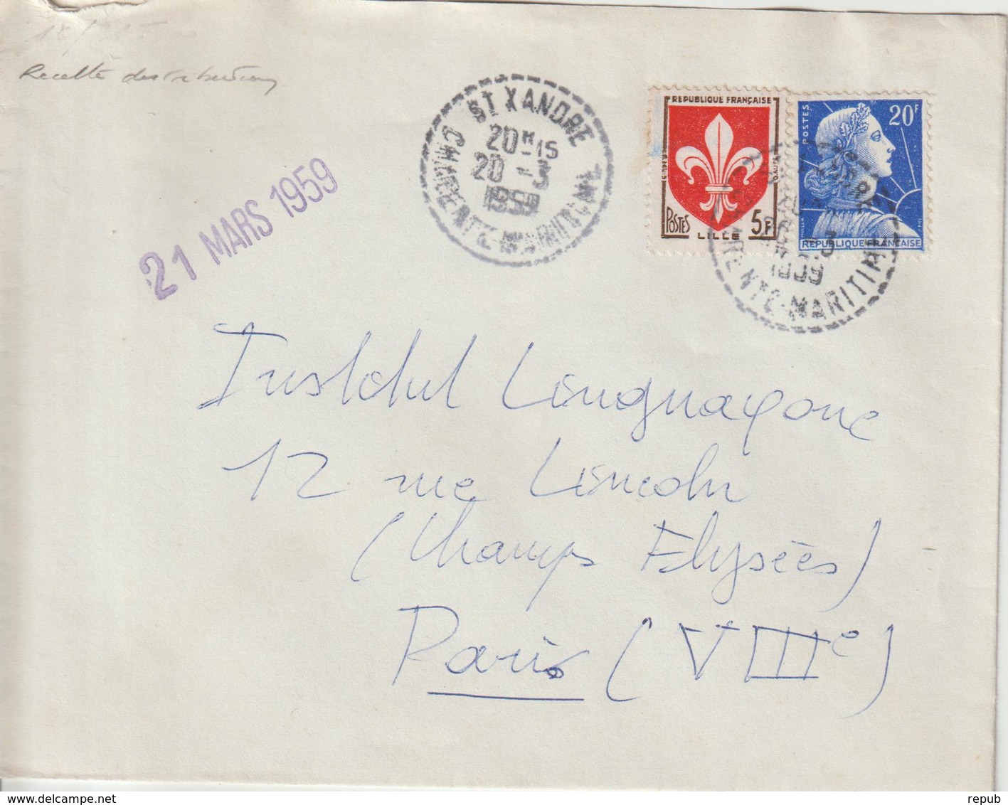 France Recette Distribution St Xandre Charentes Maritimes 1959 - 1921-1960: Periodo Moderno