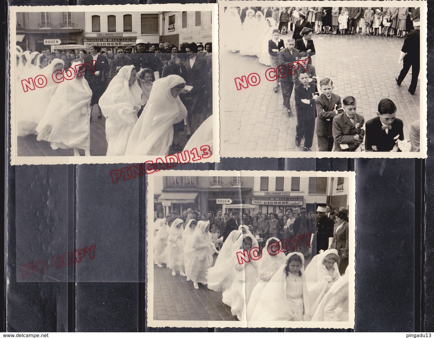 Bolbec Seine Maritime Normandie Communion Fin Des Années 50 Beau Format Très Bon état - Personnes Identifiées