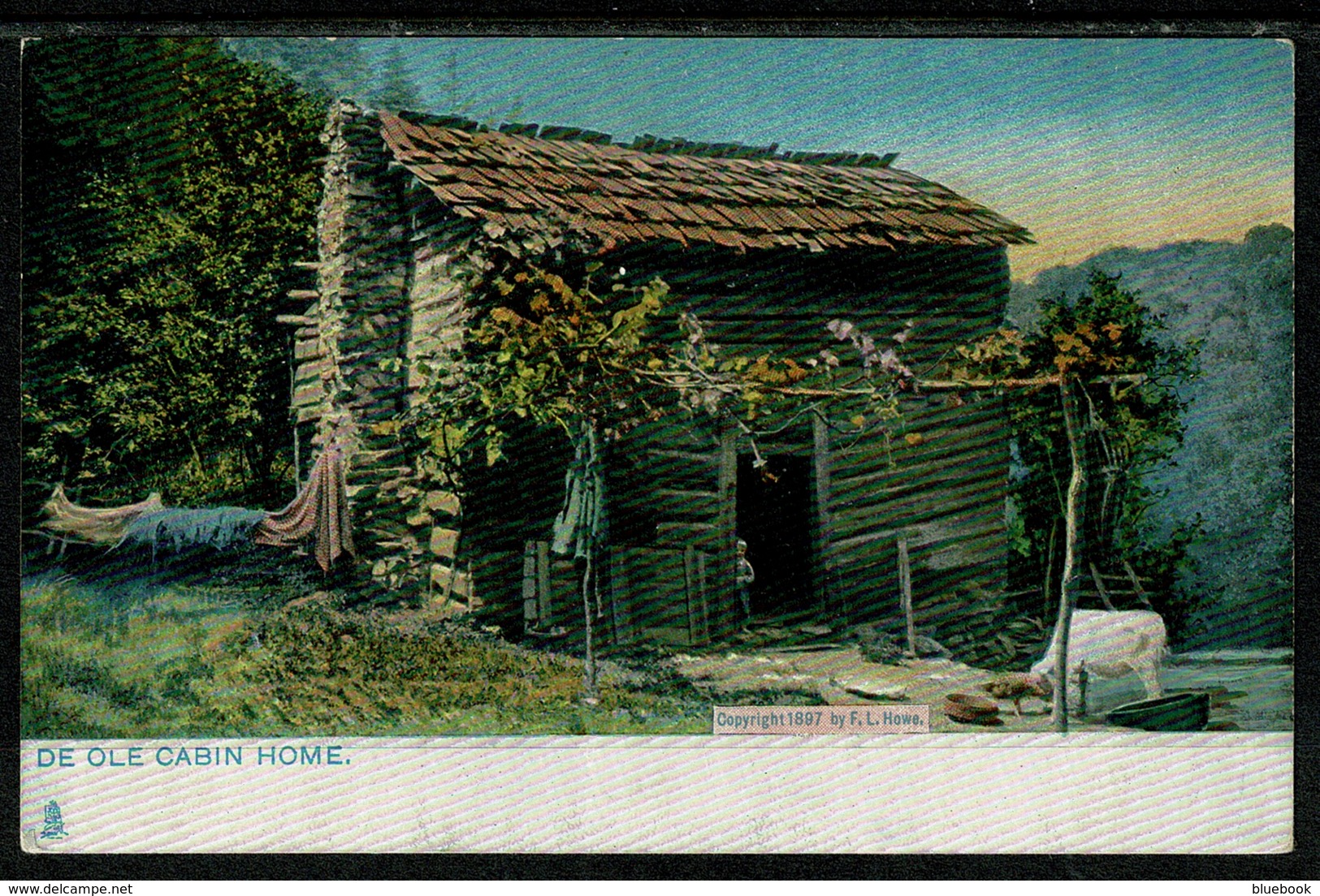 Ref 1306 - Raphael Tuck USA "Dixie Land" Ethnic Postcard - De Ole Cabin Home - America