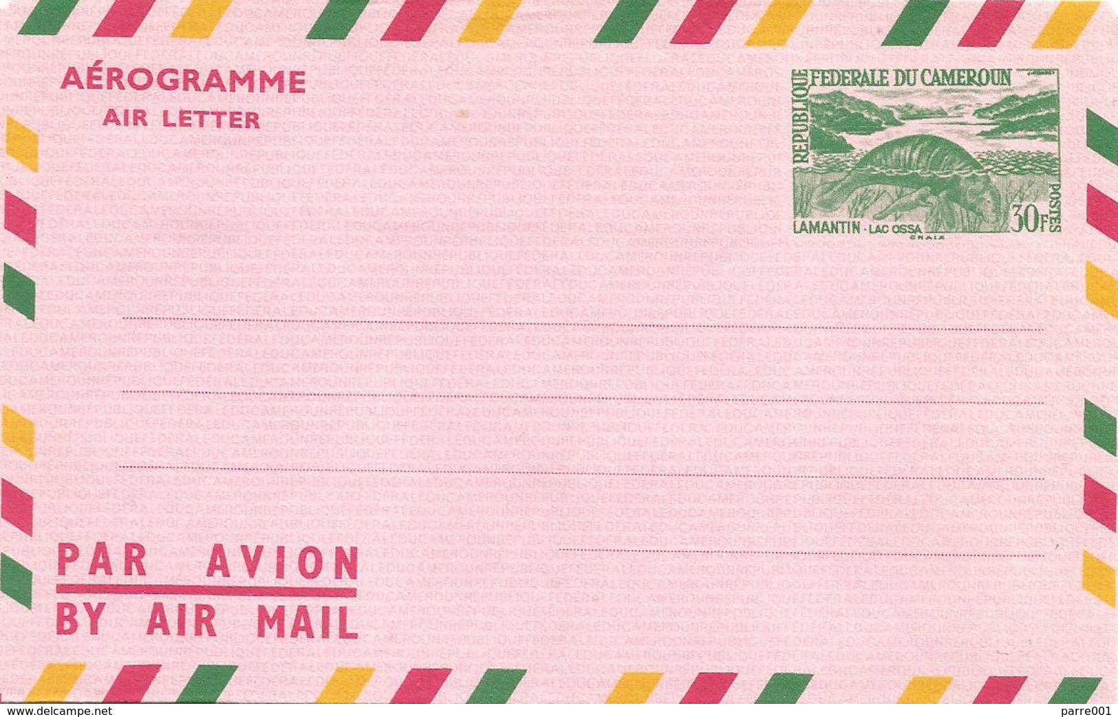 Cameroun Cameroon 1963 Manatee Lamatin 30f Aerogramme - Cameroon (1960-...)