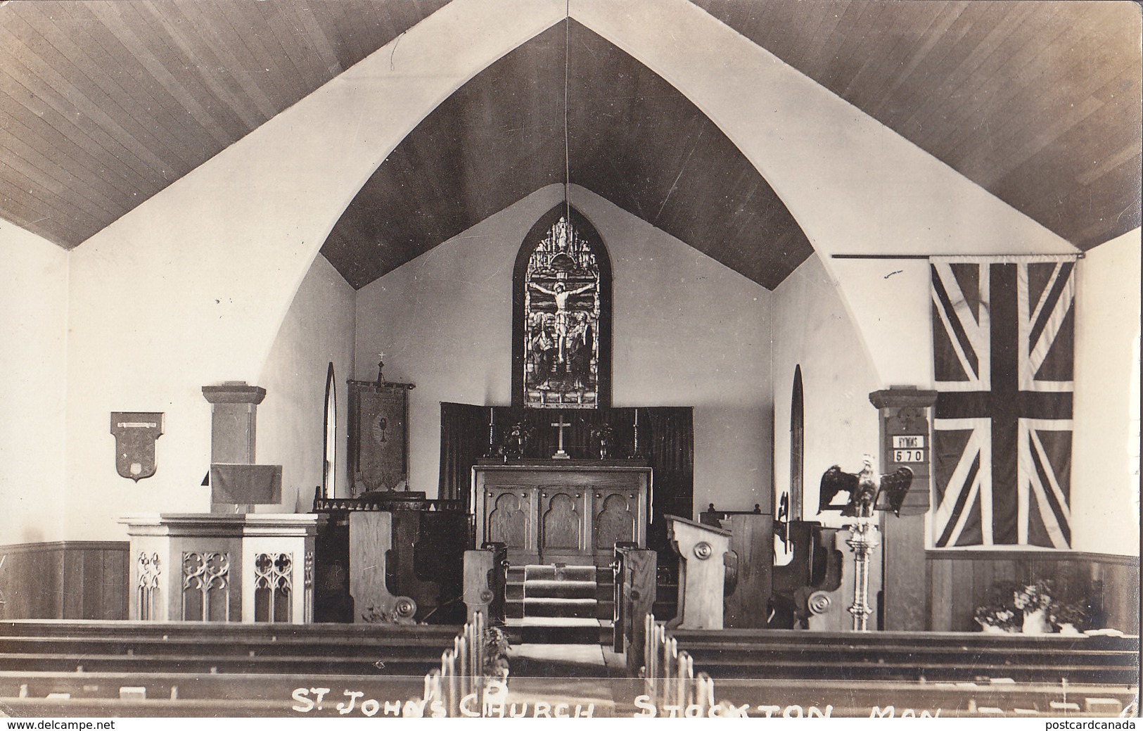 RPPC REAL PHOTO POSTCARD ST JOHNS CHURCH  STOCKTON MANITOBA - Other & Unclassified