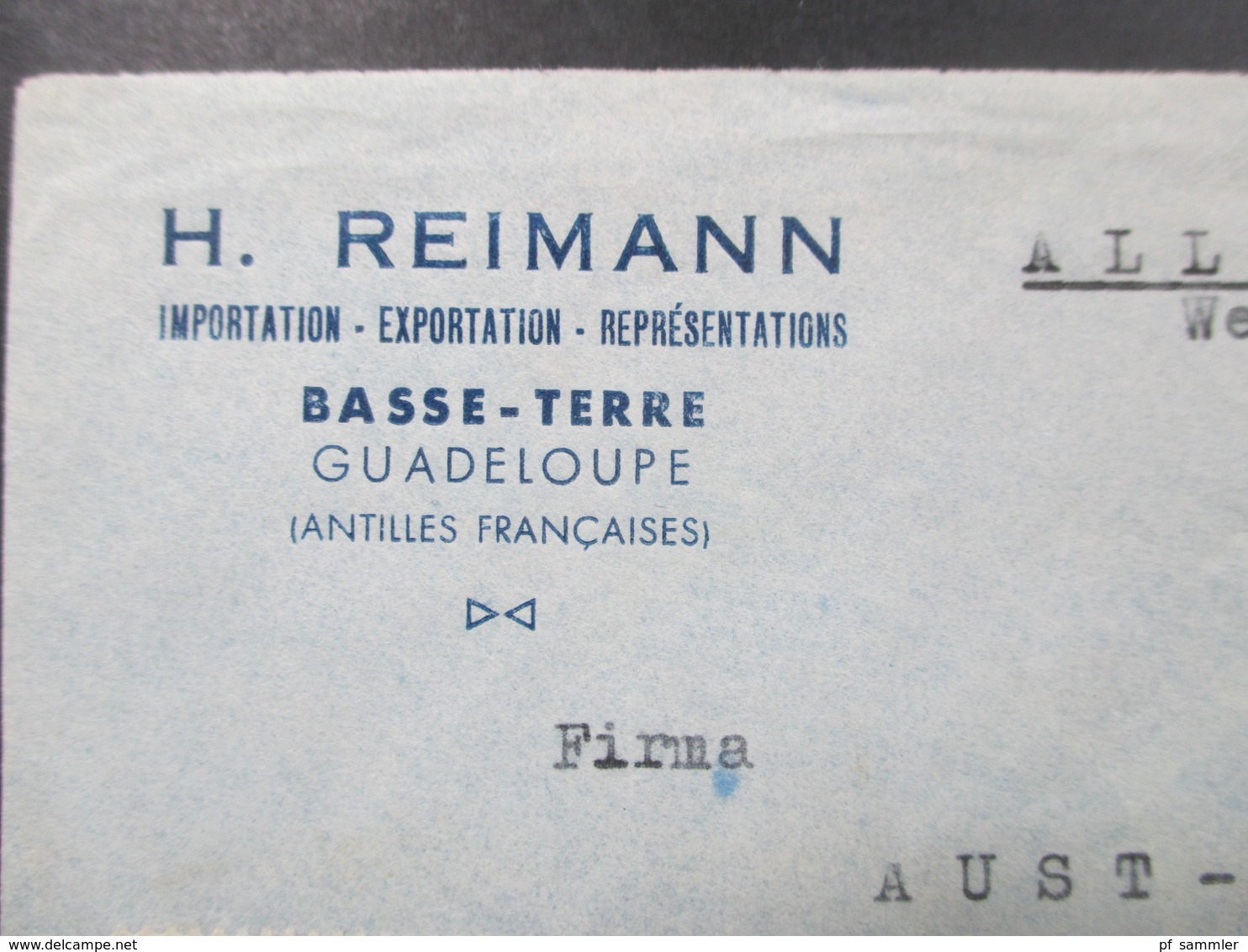 Frankreich 1952 Basse - Terre Guadeloupe - Hamburg Firmenbrief H. Reimann Luftpost / Par Avion / Airmail - Cartas & Documentos