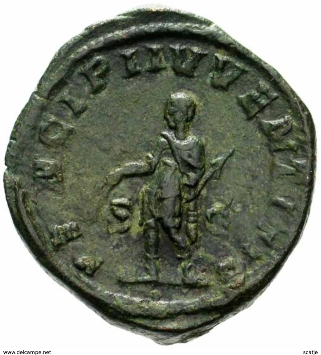 Herennius Etruscus Caesar  -  (250-251) AD  -  AE Sestertius  23,41 Gr.  -  ROME   -  RIC 173.  -  R1 - SUPER! - The Military Crisis (235 AD To 284 AD)