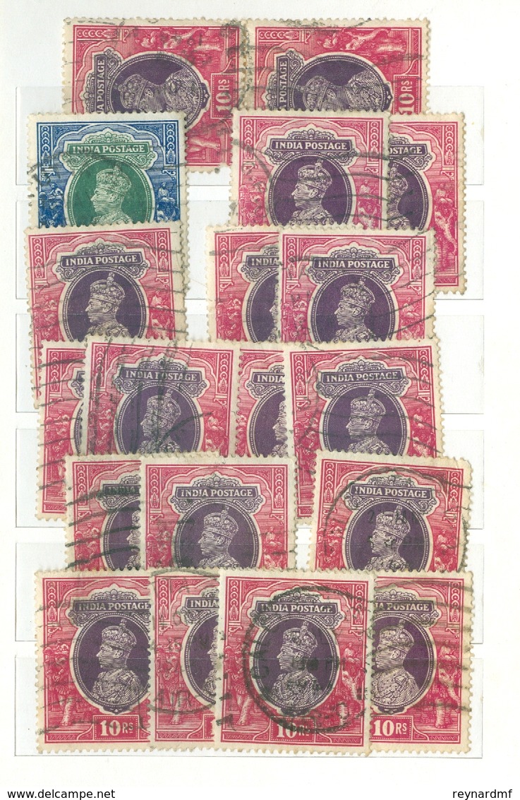 India Stamps And Postal History Queen Victoria - King George VI. Many High Values On Piece, Interesting Lot. - Collections, Lots & Series