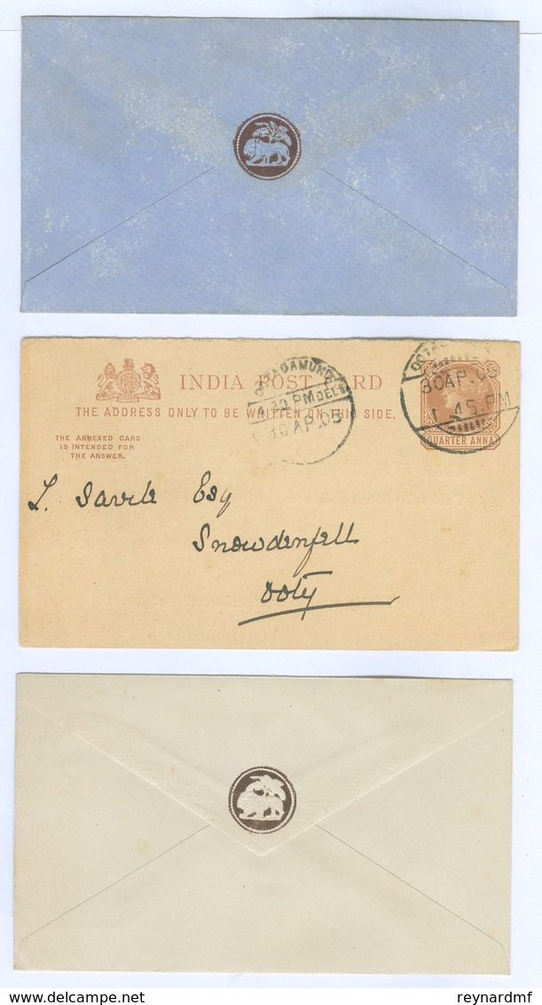 India stamps and postal history Queen Victoria - King George VI. Many high values on piece, interesting lot.