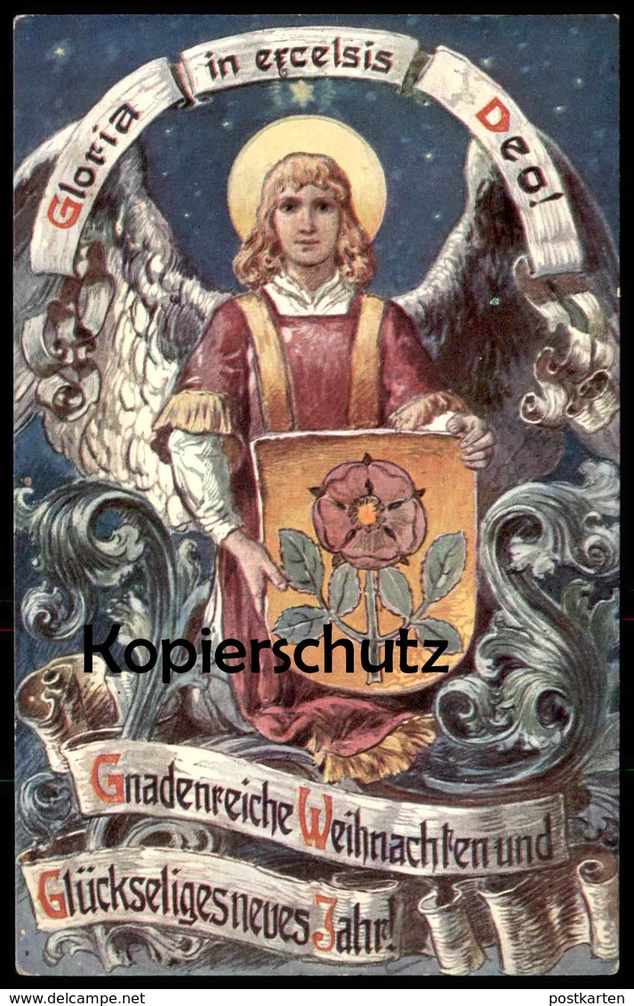 ALTE POSTKARTE ENGEL ANGEL ANGE GLORIA IN EXCELSIS DEO Weihnachten Wappen Blason Cpa Ansichtskarte Postcard AK - Engel