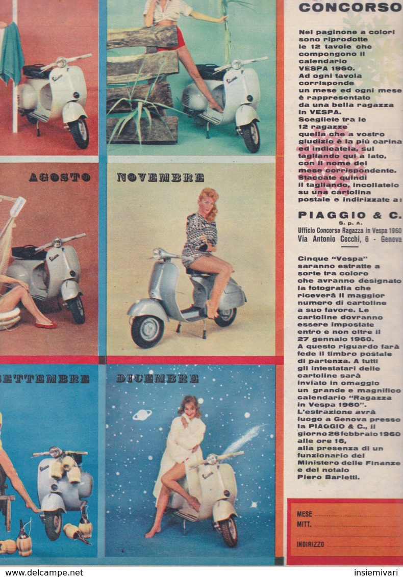 (pagine-pages)CALENDARIO VESPA  Tempo1960/02. - Altri & Non Classificati