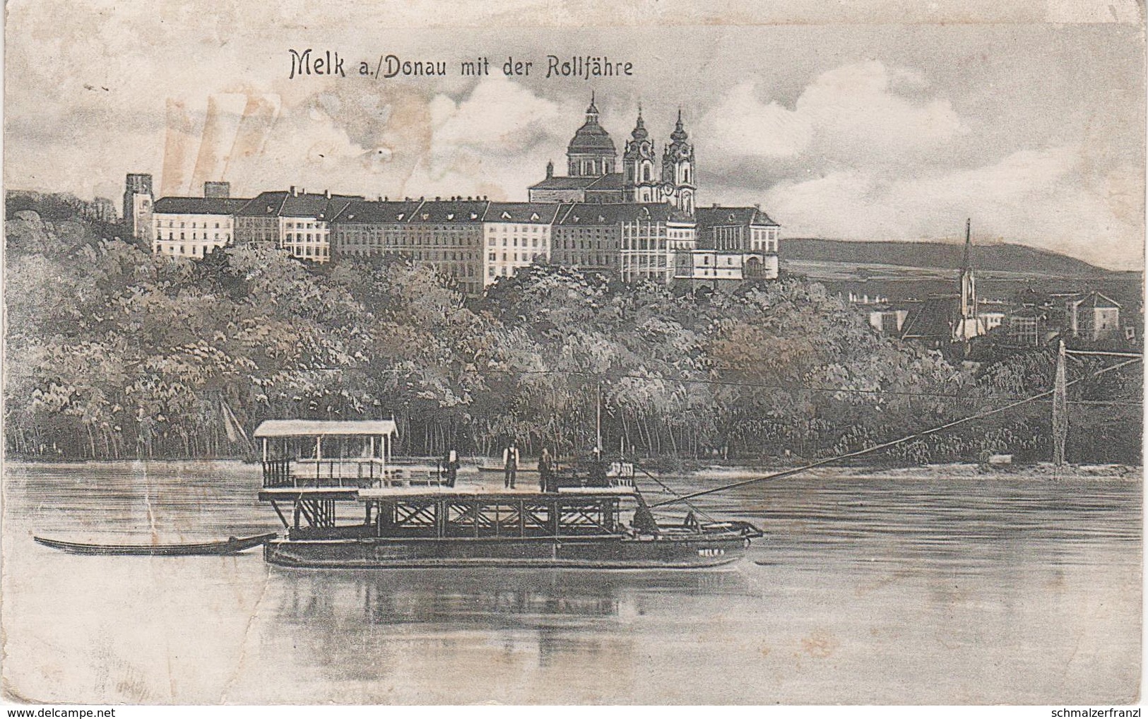 AK Melk Donau Wachau Fähre Überfuhr Rollfähre Gierseilfähre ? A Emmersdorf Seegarten Schönbühel Hain NÖ Niederösterreich - Melk