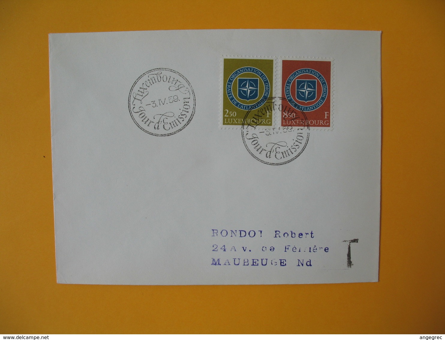 Luxembourg  1959  Enveloppe  Pour La France  Anniversaire De L'O.T.A.N. - Maschinenstempel (EMA)