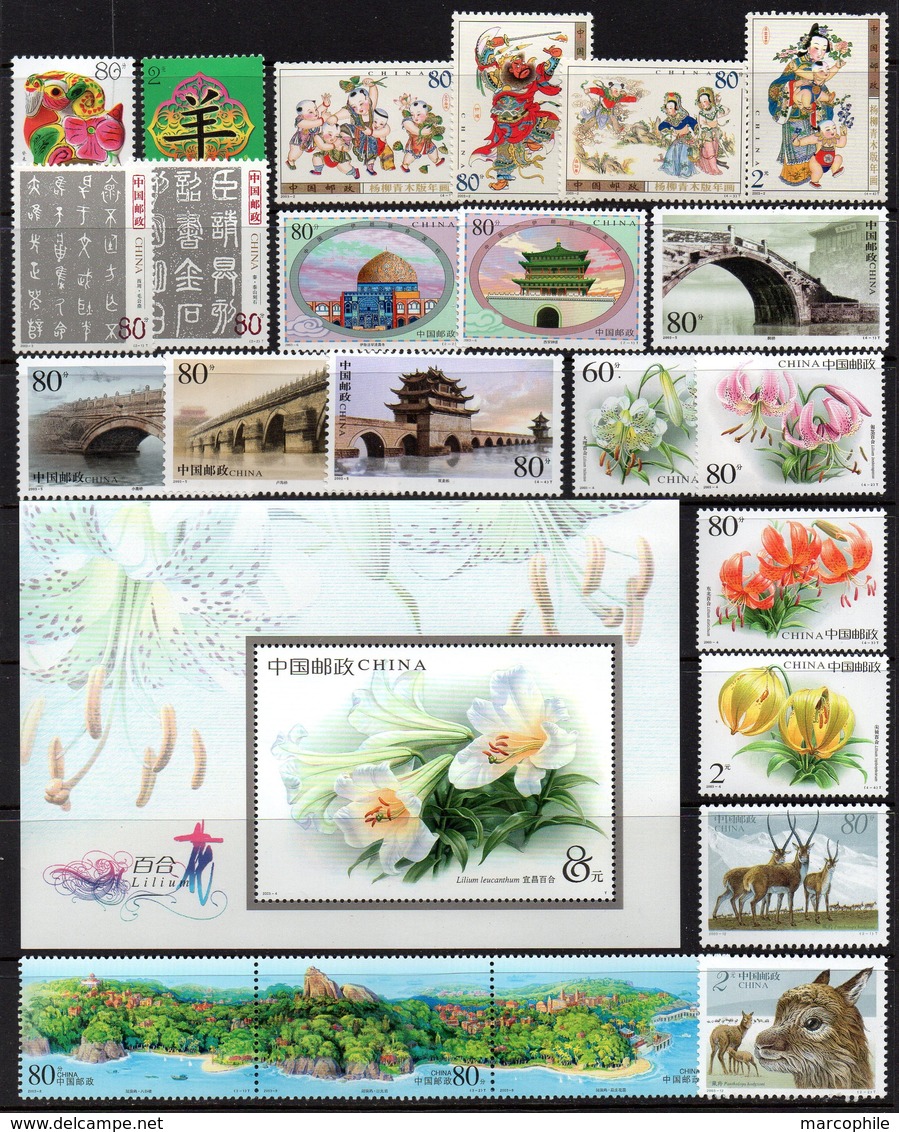 PR CHINA - CHINE / 2003 COMPLETE YEAR SET MNH - ANNEE COMPLETE ** / 5 IMAGES / 5 PICTURES (ref 7845) - Années Complètes