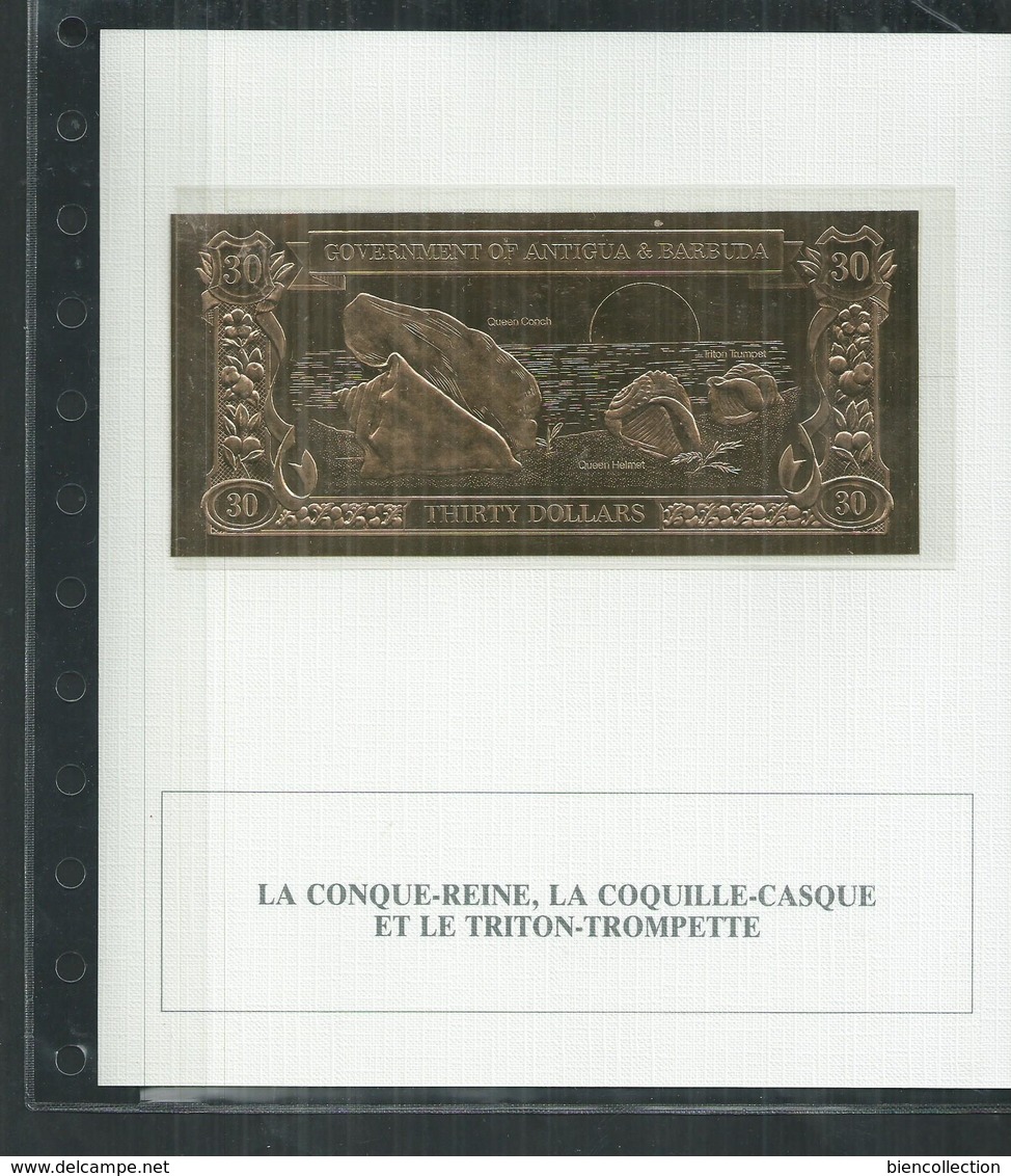 Antigua et Barbuda , 1 classeur avec 15 billets en or. A book with 15 gold banknote