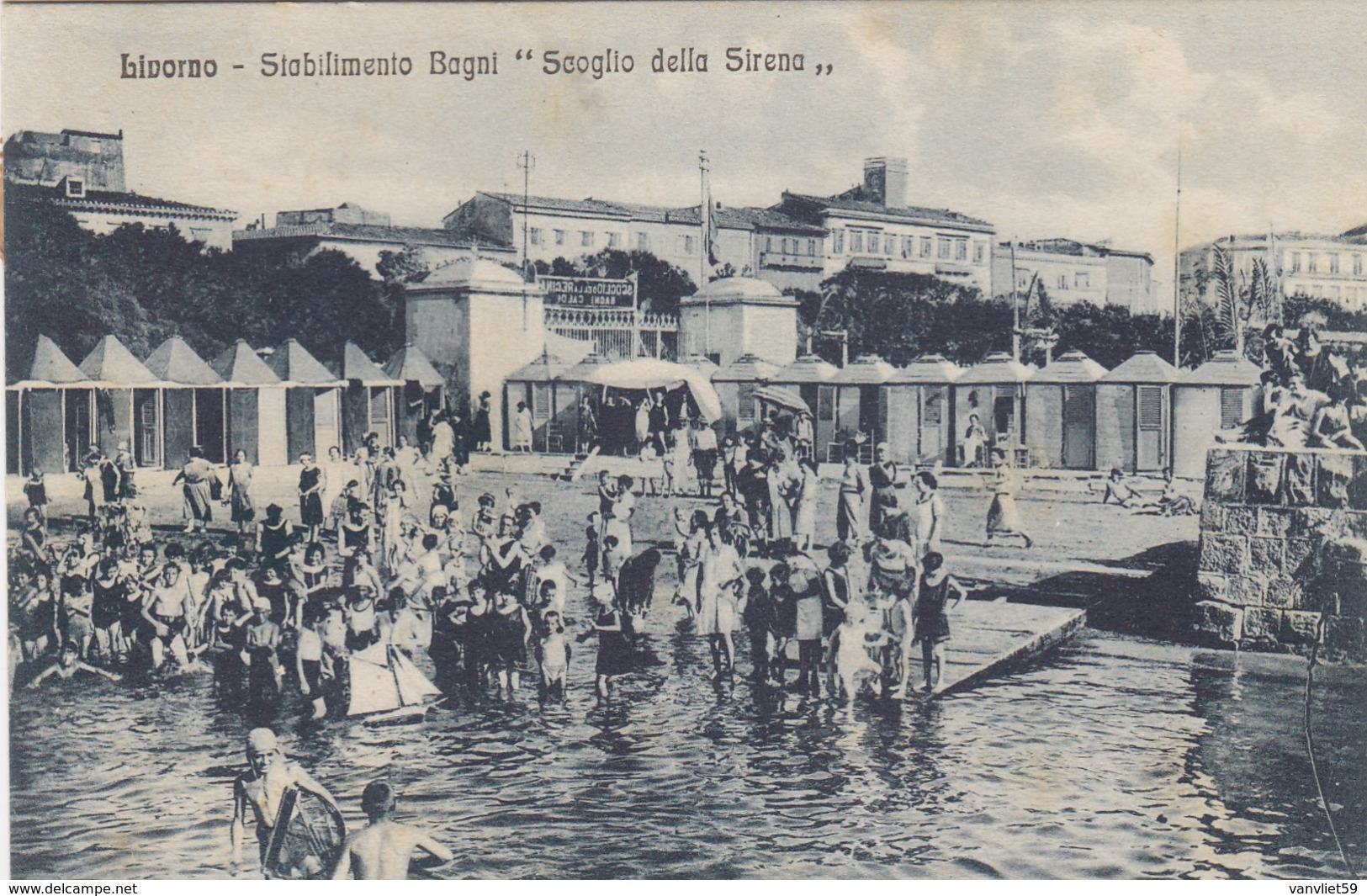 LIVORNO-STABILIMENTO BAGNI=SCOGLIO DELLA SIRENA=-CARTOLINA VIAGGIATA IL 11-8-1932 - Livorno