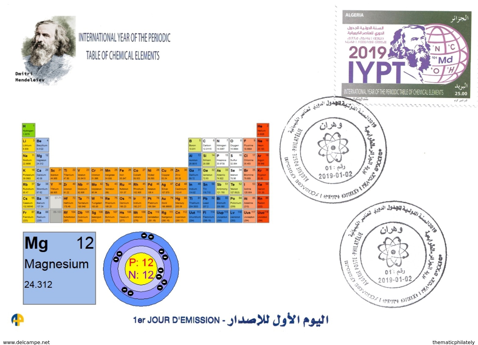 DZ Algeria 1836 2019 Anno Internazionale Della Tavola Periodica Degli Elementi Chimici Dmitry Mendeleev Chimica Magnesio - Chemistry
