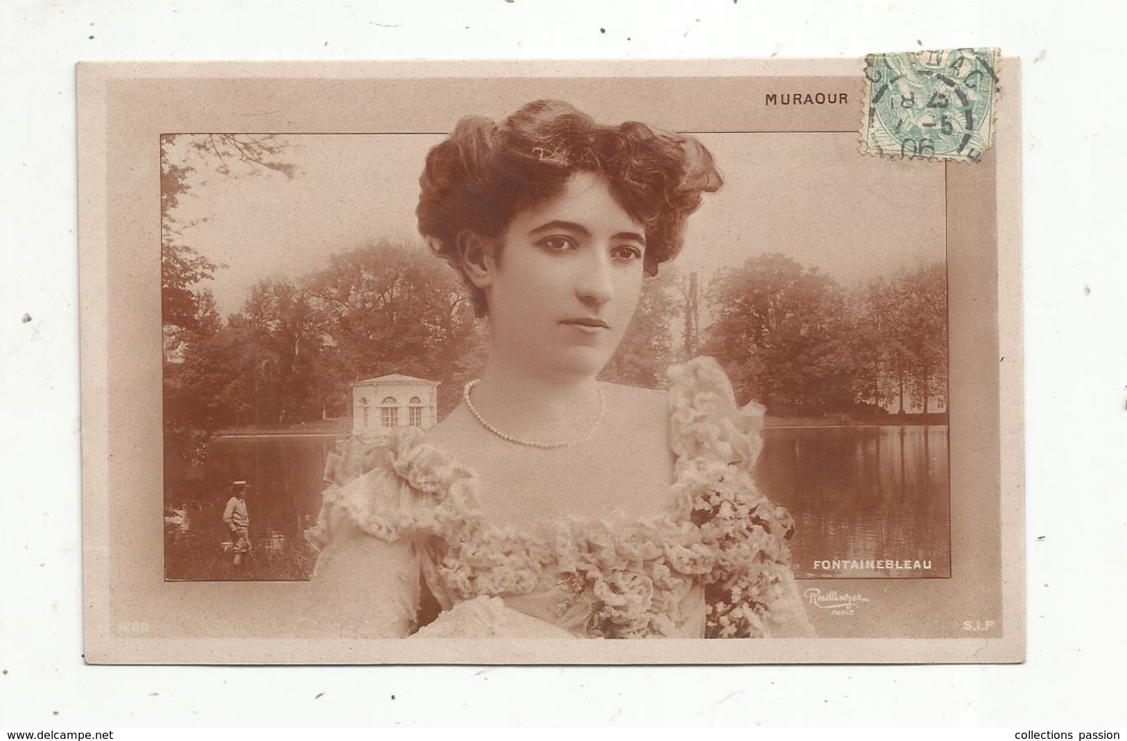 Cp, Spectacle , Artistes , MURAOUR , Sur Fond De FONTAINEBLEAU ,  Voyagée 1906 - Artistes