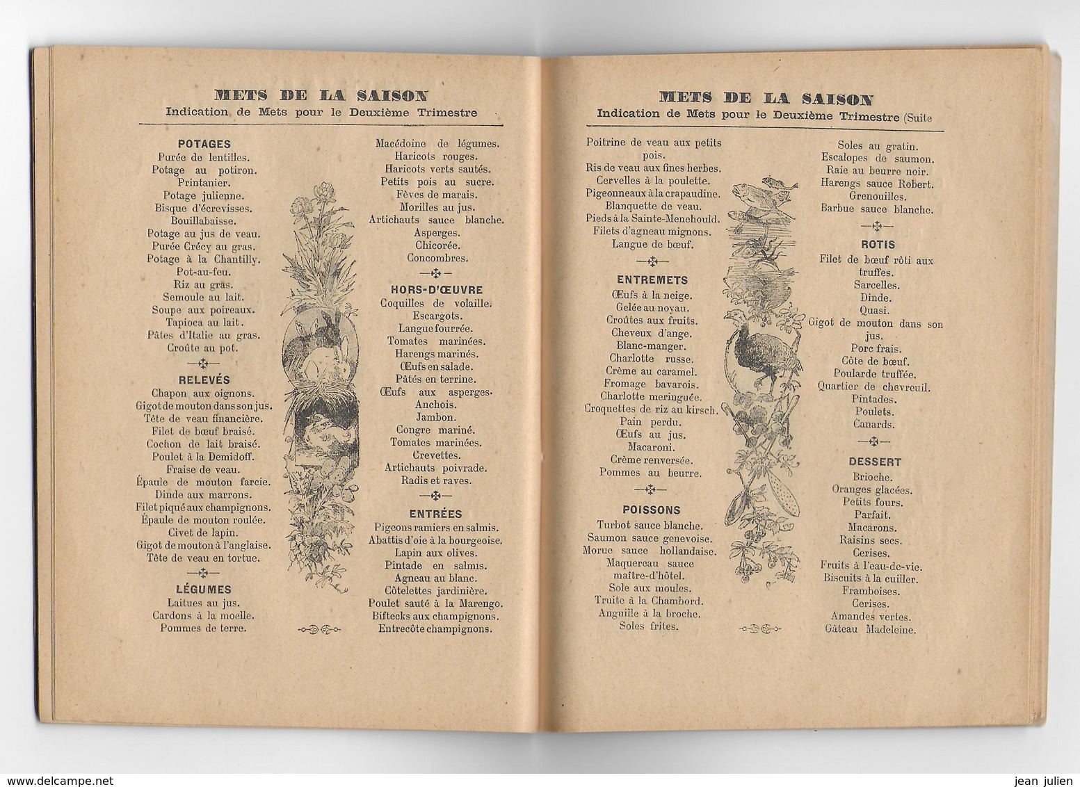 1890  -  LIEBIG  -   MENUS ET RECETTES  -  Livre cuisine - 11 scans