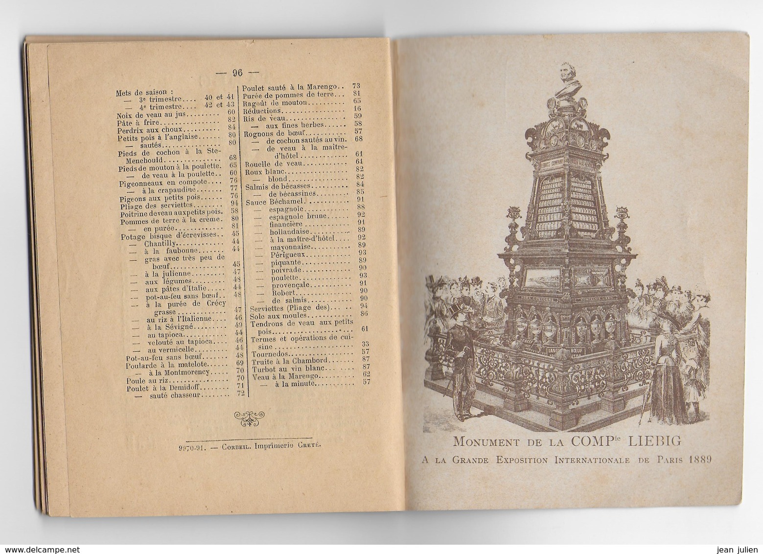 1890  -  LIEBIG  -   MENUS ET RECETTES  -  Livre cuisine - 11 scans
