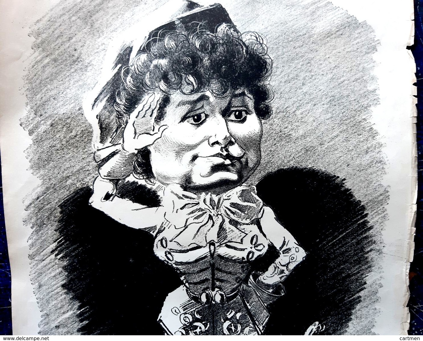 MUSIQUE OPERA  MARGUERITE UGALDE SOPRANO GRANDE CARICATURE LITHOGRAPHIEE PAR LUQUE 54 X 34 CM - Posters