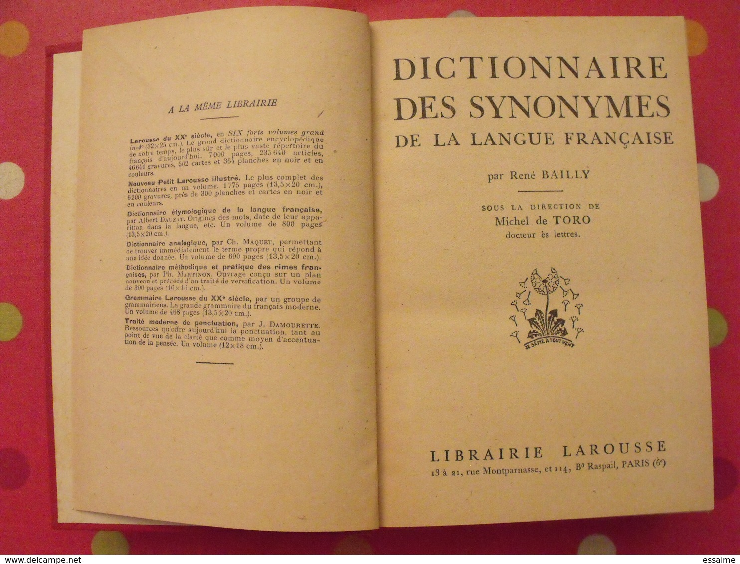 Dictionnaire Des Des Synonymes. Larousse 1947 - Dictionnaires