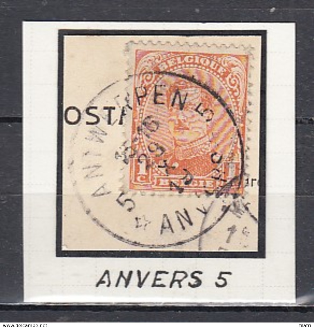 135 Gestempeld Antwerpen 5 Anvers (sterstempel) - 1915-1920 Albert I