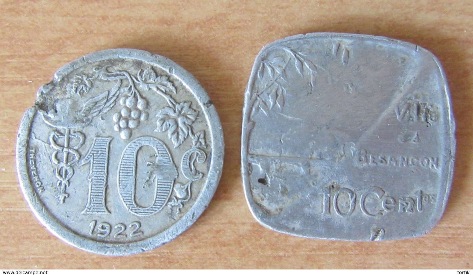 France - 2 Jetons De Nécéssité Des Villes D'Epernay (1922) Et Besançon (1917) En Aluminium - Monétaires / De Nécessité