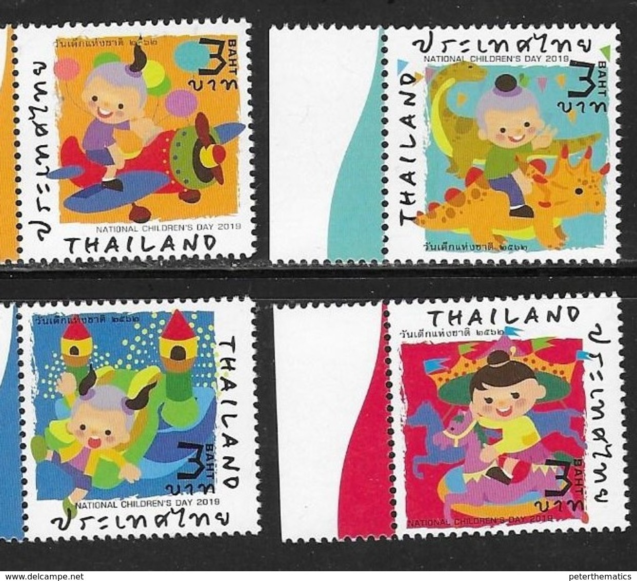 THAILAND, 2019, MNH, CHILDREN'S DAY, DINOSAURS, PLANES,4v - Other & Unclassified
