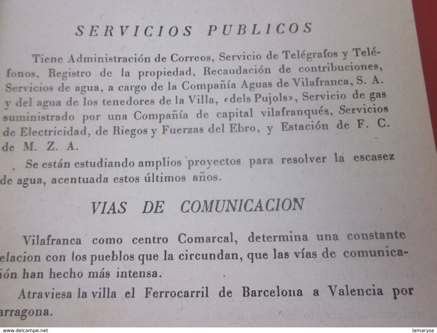 GUÍA TURÍSTICA DE VILAFRANCA DE 1949 LOS PANADES EN LA EDICIÓN DE GRÁFICOS DE ARTES DE LA MANO-PUBLICACIÓN DE PUBLICITÉ-