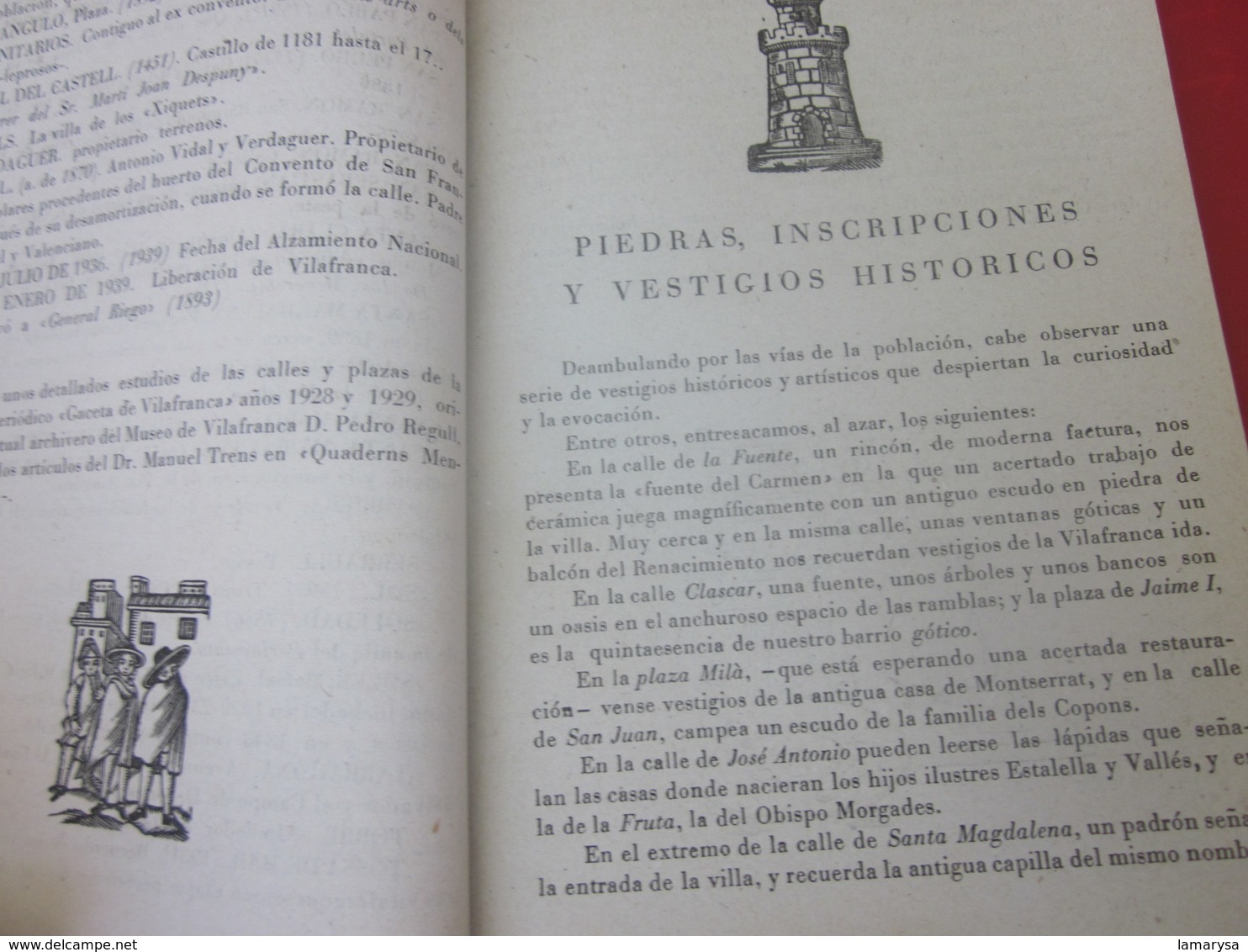 GUÍA TURÍSTICA DE VILAFRANCA DE 1949 LOS PANADES EN LA EDICIÓN DE GRÁFICOS DE ARTES DE LA MANO-PUBLICACIÓN DE PUBLICITÉ-