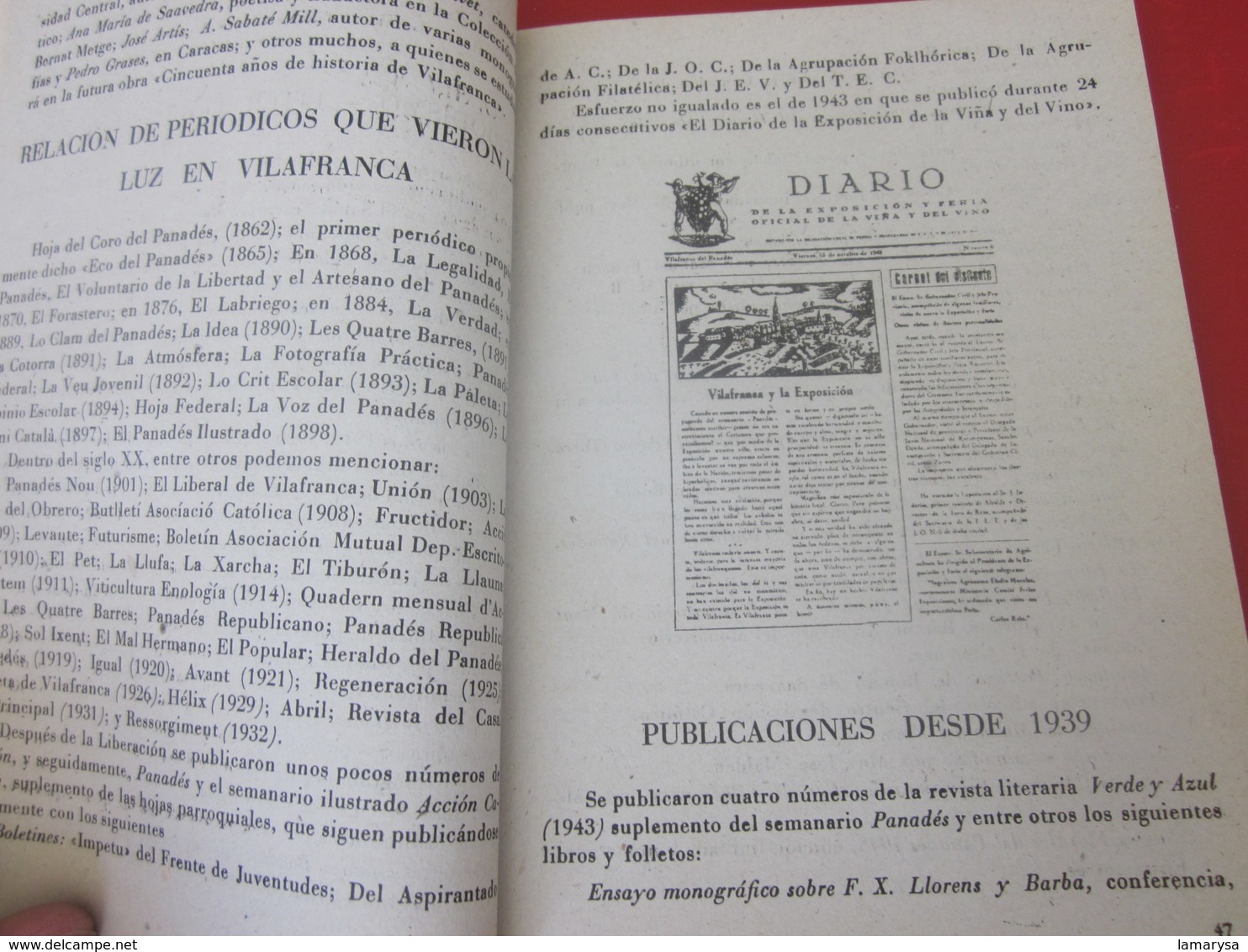 GUÍA TURÍSTICA DE VILAFRANCA DE 1949 LOS PANADES EN LA EDICIÓN DE GRÁFICOS DE ARTES DE LA MANO-PUBLICACIÓN DE PUBLICITÉ-