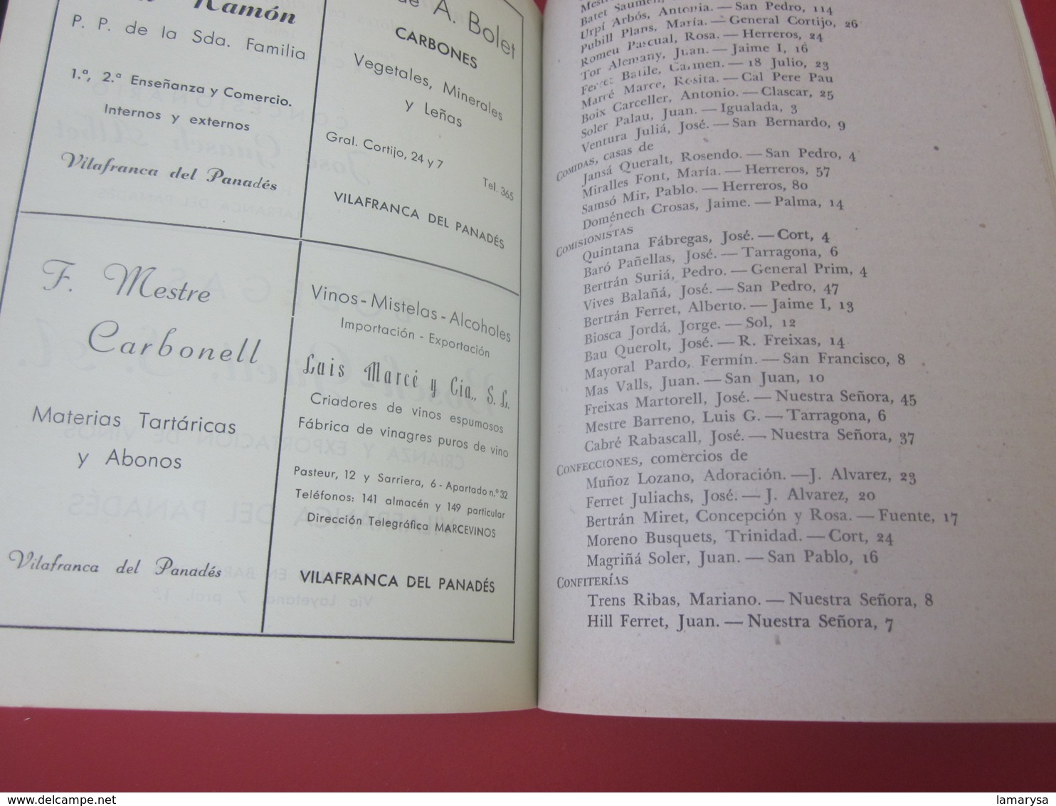 GUÍA TURÍSTICA DE VILAFRANCA DE 1949 LOS PANADES EN LA EDICIÓN DE GRÁFICOS DE ARTES DE LA MANO-PUBLICACIÓN DE PUBLICITÉ-