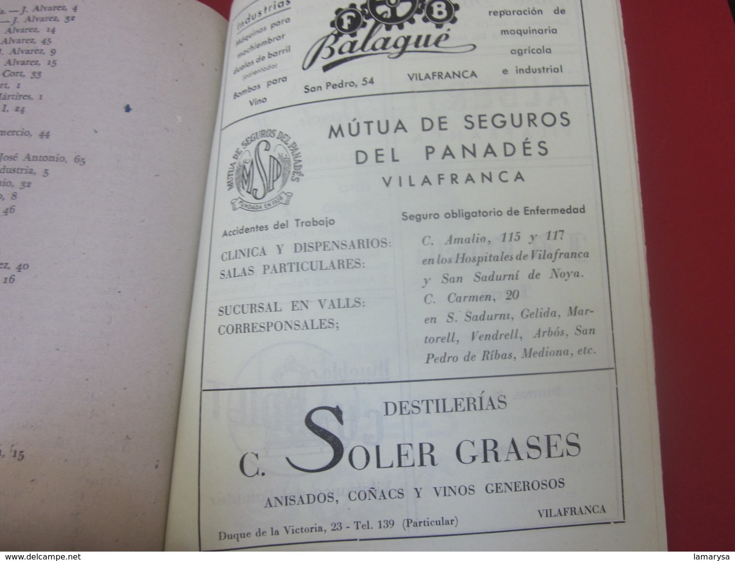 GUÍA TURÍSTICA DE VILAFRANCA DE 1949 LOS PANADES EN LA EDICIÓN DE GRÁFICOS DE ARTES DE LA MANO-PUBLICACIÓN DE PUBLICITÉ-