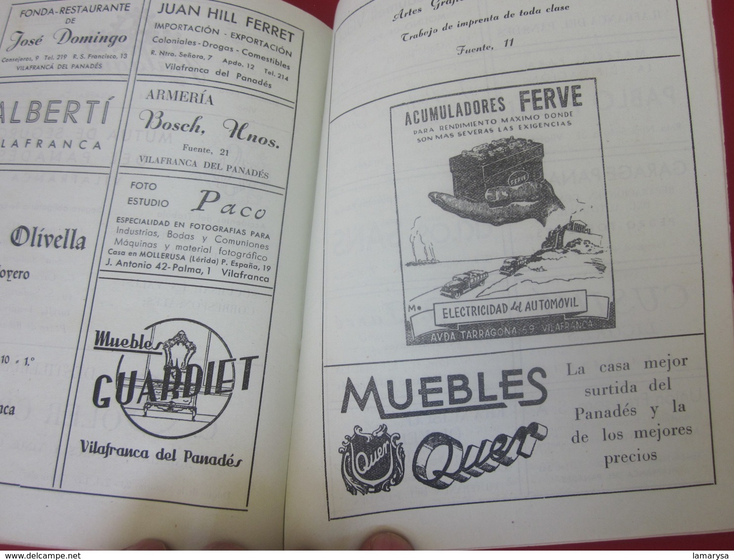 GUÍA TURÍSTICA DE VILAFRANCA DE 1949 LOS PANADES EN LA EDICIÓN DE GRÁFICOS DE ARTES DE LA MANO-PUBLICACIÓN DE PUBLICITÉ-